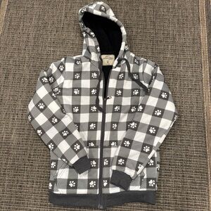 Jackson Hole Women's Black and White Checkered Paw Print Hoodie